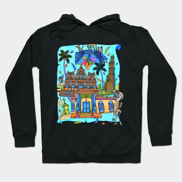 Cute Skeleton - Dia De Los Muerto - Goa Nostalgia - architecture of Goa Hoodie by Scriptnbones